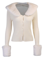 Frauen Pullover Cardigans Apricot Polyester mit langen Ärmeln V-Ausschnitt