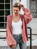 Frauen Pullover Cardigans Backstein rot Polyester Knöpfe Langarm Pullover Cardigans