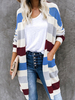 Frauen Pullover Cardigans blaue Streifen Langarm-Pullover