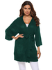Frauen Pullover Cardigans Dunkelgrün Acryl 3/4 Arm mit V-Ausschnitt Lace Up Cardigan