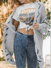 Frauen Pullover Cardigans Grau Langarm Causal Sweater