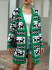 Frauen Pullover Cardigans Grüne Weihnachten Muster mit langen Ärmeln Pullover