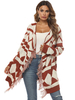 Frauen Pullover Cardigans Orange Rot Plaid Fringe Langarm-Maxi-Cardigan