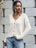 Frauen Pullover Cardigans weiße Acryl Buttons mit langen Ärmeln V-Ausschnitt Beiläufiges Street Wear