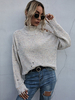 Frauen Pullover Ecru Weiß Ausschnitt Hoher Kragen Langarm Polyester Pullover