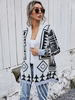 Frauen Pullover graue Fransen Plaid Long Sleeves Acryl Pullover Cardigan