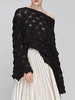 Frauen Pullover Mode Asymmetrische Ausschnitt Ausschnitte Layered