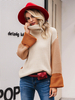 Frauen Pullover Orange High Collar Langarm Polyester Freizeitpullover