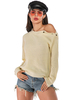 Frauen Pullover Pullover Aprikose Design Ausschnitt Langarm Langarm Baumwolle Pullover