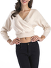 Frauen Pullover Pullover Aprikose V-Ausschnitt Langarm Lagen Crop Wrap Sweater