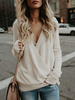 Frauen Pullover Pullover Aprikose V-Ausschnitt Langarm Wickel Casual Pullover