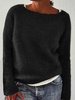 Frauen Pullover Pullover Black Jewel Neck Long Sleeves Acryl Pullover