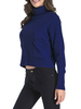 Frauen Pullover Pullover Blau Hoher Kragen Lange Ärmel Kurze Pullover