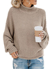 Frauen Pullover Pullover Deep Apricot High Collar Langarmpullover