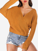 Frauen Pullover Pullover Gelb V-Ausschnitt Langarm Polyester Pullover