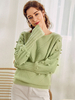 Frauen Pullover Pullover Gras Grün Jewel Neck Langarm Polyester Pullover