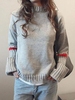 Frauen Pullover Pullover Grau Jewel Neck Langarm Acryl Strickpullover