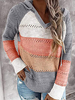 Frauen Pullover Pullover Grau Kapuze Langarm Pullover mit Kordelzug