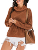 Frauen Pullover Pullover Kaffee Braun High Collar Langarm Pullover