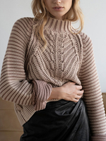 Frauen Pullover Pullover Khaki High Collar Langarm Acryl Pullover