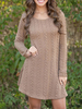 Frauen Pullover Pullover Khaki Jewel Neck Langarm Pullover Kleider