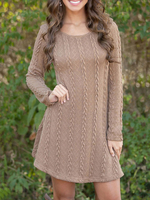 Frauen Pullover Pullover Khaki Jewel Neck Langarm Pullover Kleider