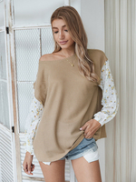 Frauen Pullover Pullover Khaki Langarm Polyester Pullover