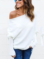Frauen Pullover Pullover Langarm Cabrio aus der Schulter Strickwaren