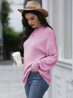 Frauen Pullover Pullover Magenta Jewel Neck Langarm Acryl Pullover