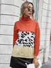Frauen Pullover Pullover Orange Block Langarm Polyester Freizeitpullover