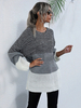 Frauen Pullover Pullover Split Color Block High Collar Langarm Baumwolle Pullover Mäntel
