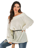 Frauen Pullover Pullover Weiß Bateau Neck Langarm Polyester Trägerlose Pullover