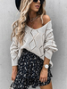 Frauen Pullover Pullover Weiß Geometrische Langarm Acryl Pullover
