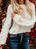Frauen Pullover Pullover Weiß Juwel Ausschnitt mit langen Ärmeln Acryl Pullover