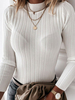 Frauen Pullover Pullover White Jewel Neck Langarm Knöpfe Pullover
