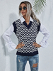 Frauen Pullover Royal Blue Printed Jewel Neck Ärmellose Baumwollpullover Weste