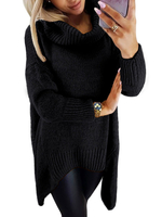Frauen-Pullover-Strickjacke-beiläufiger hoher Kragen-lange Hülsen
