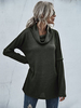 Frauen Pullover Sweater Army Green Turndown Kragen Langarm Polyester Pullover