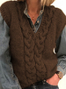 Frauen Pullover Sweater Weste Brownish Black Cable Knit Ärmellose Acrylpullover