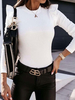 Frauen Pullover Sweater White Crewneck Langarm Acryl Pullover