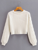 Frauen Pullover weißes Juwel Hals Lange Ärmel Polyester Pullover