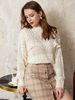 Frauen Pullover White Jewel Neck Langarm Polyester Pullover