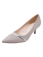 Frauen Pumps Schuhe Zehe Pfennigabsatz Two Tone Slip auf grau Pumps