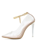 Frauen Pumps spitzen Zehen Stiletto Fersenketten Schicke transparente Knöchelriemen Fersen