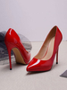 Frauen Red Heels Slip On Spitze Zehen Stiletto Fersen Plattformen PU Leder Pumps Heels