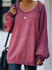 Frauen Red Hoodie Langarm ausgeschnitten Polyester Baumwolle Tie Hooded Sweatshirt