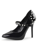 Frauen reizvolle Absatz Schwarz Spitzschuh Pailletten Sexy Schuhe