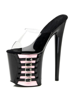 Frauen-reizvolle Sandelholz-Rosa PU-Leder Peep Toe Transparent Sexy Slipper