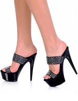 Frauen-reizvolle Schuhe 2021 schwarze Plattform-offene Zehe-Rhinestone schieben Sandelholze hohe Absätze