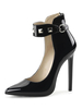 Frauen reizvoller Absatz Schwarz Spitzschuh Knöchelriemen Pailletten Sexy Schuhe